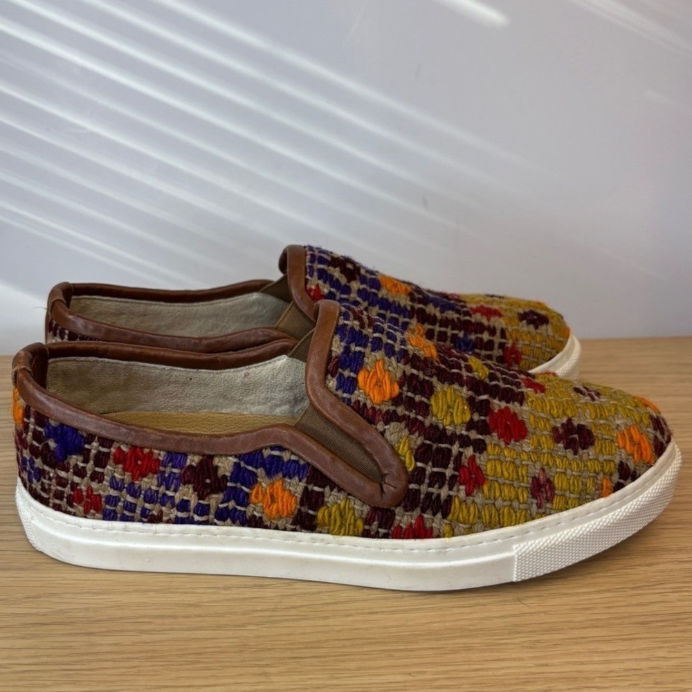 Res Ipsa‎ Kilim Sneakers Vintage Turkish Rug Slip On Shoes Size 10 Multicolor